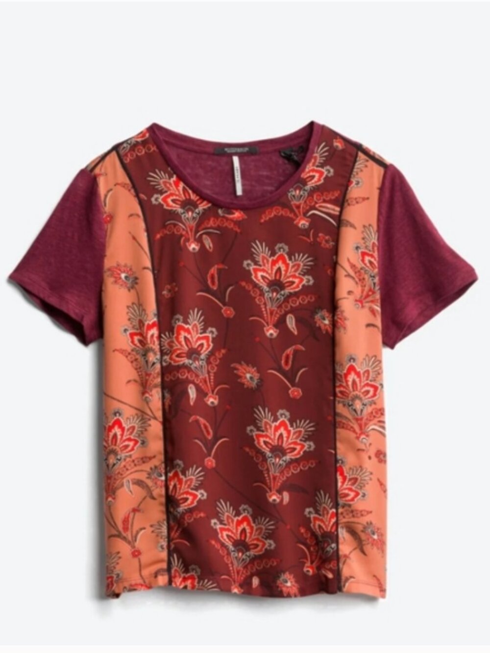 Scotch & Soda The Peaks Linen Blend Maroon Floral Paisley Print Top size